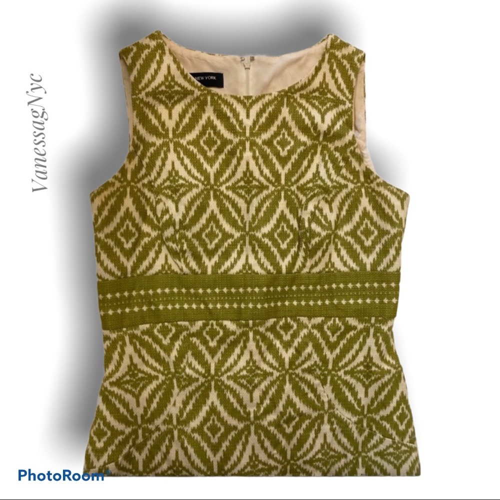 Jones New York Dress Sz 4 Green & White